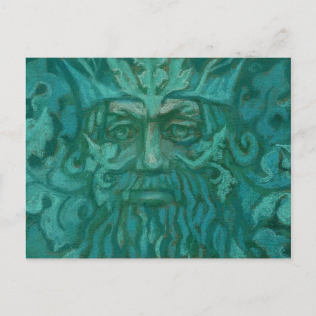 Green Man, Forest King, Pagan God, Fantasy Art Postcard (Front)