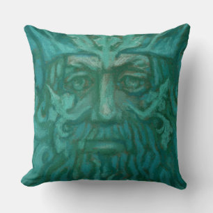Green Man, Forest King, Pagan God, Fantasy Art Throw Pillow