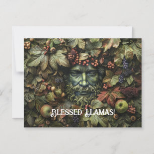 Green Man Lammas Greeting Card