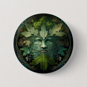 Green Man Mandala Fantasy Art 2 Inch Round Button