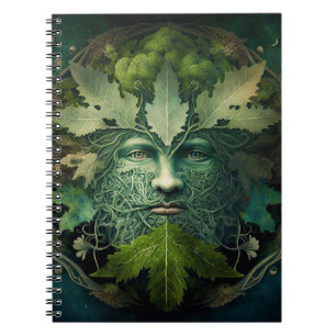 Green Man Mandala Fantasy Art Notebook