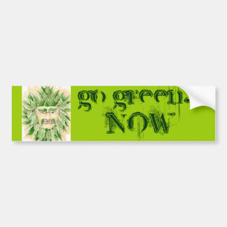 Green Man says Go Green NOW - Customized Bumper Sticker