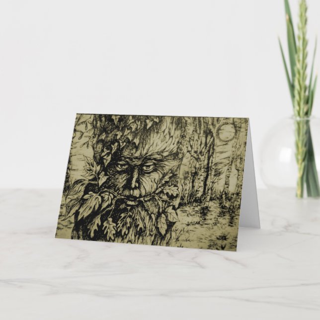 Green Man sepia Card (Front)