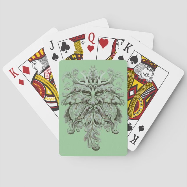 Green Man Silver Playing Cards (Back)