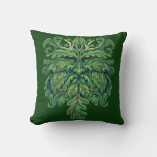 Green Man Throw Pillow