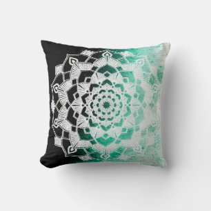 Green Mandala Abstract Throw Pillow