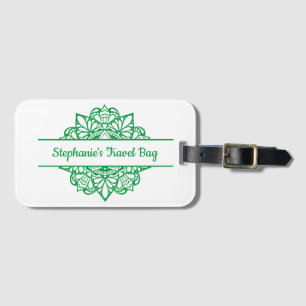 Green Mandala Art Personalized Luggage Tag