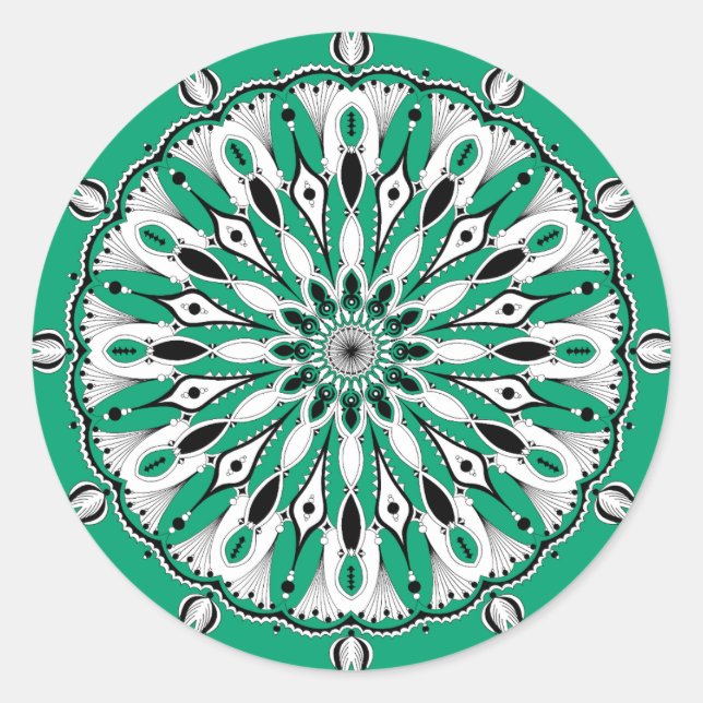 Green Mandala (Design 2) Stickers (Front)