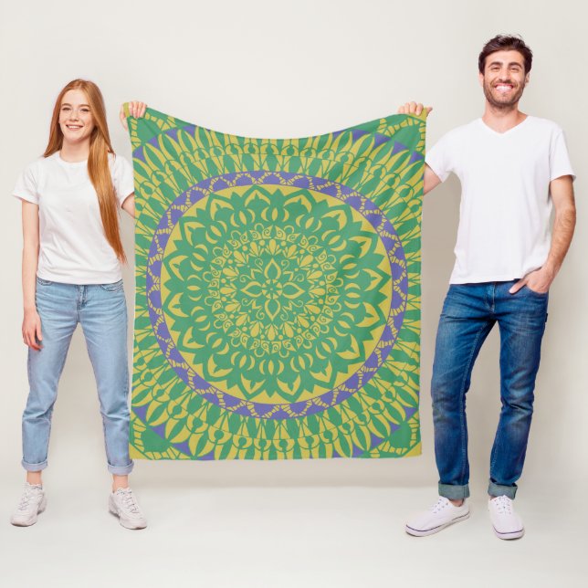 Green Mandala Fleece Blanket (In Situ)