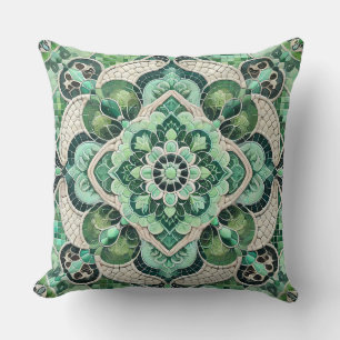 Green Mandala: Harmony of Nature Throw Pillow