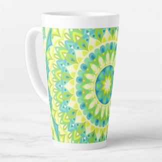 Green Mandala Nature Inspired Boho Hygge Pattern Latte Mug