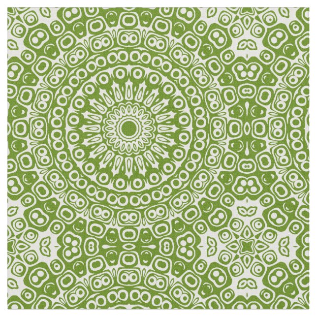 Green Mandala Nature Pattern Fabric (Close Up)