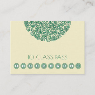 Green Mandala Symbol Yoga Class Loyalty Card