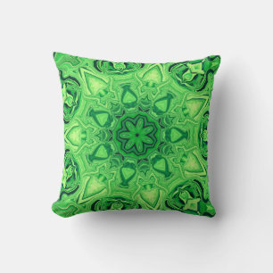 Green Mandala Throw Pillow