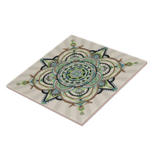 Green mandala tile