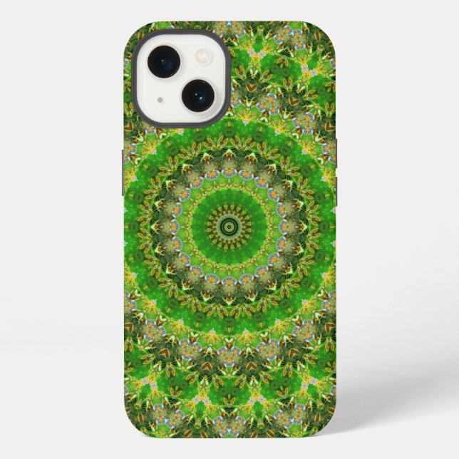 Green Mandala Wheel iPhone Case (Back)