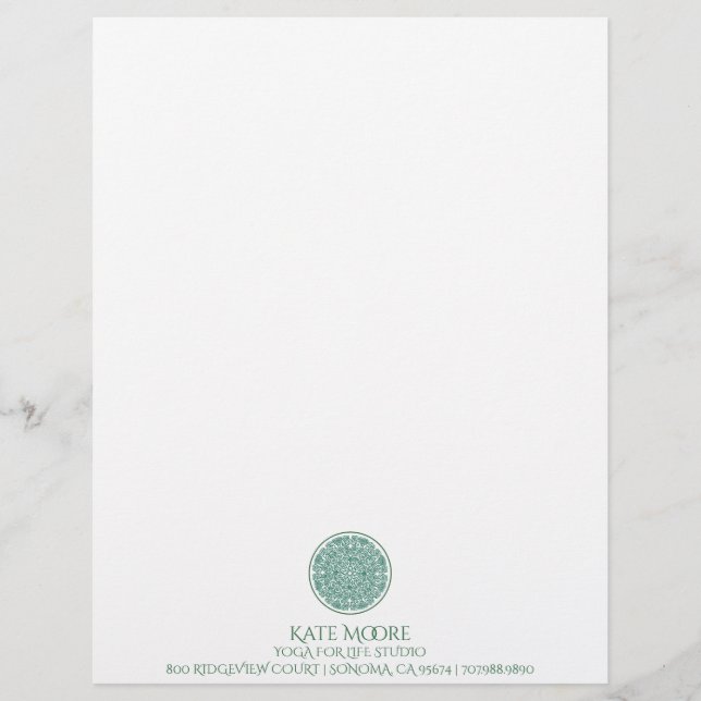 Green Mandala Yoga Letterhead (Front)