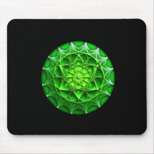 Green Mandelbrot Shield Mouse Pad