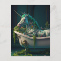 Green Mane Unicorn with Extra Horn in the Tub