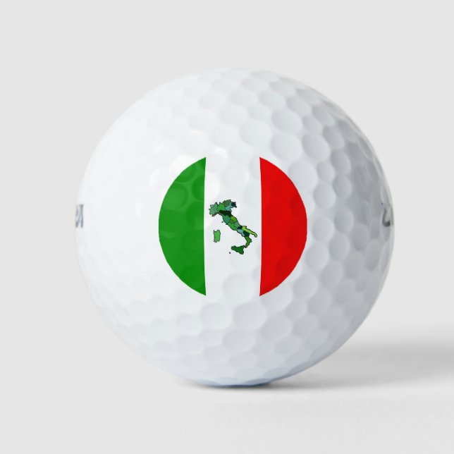Green Map of Italy and the Italian Flag Golf Balls (Front)