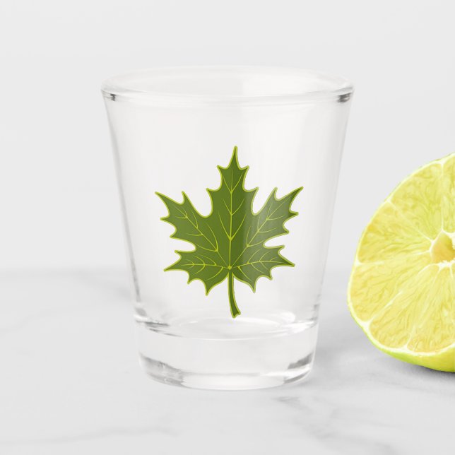 Green Maple Leaf Shot Glass (Front)