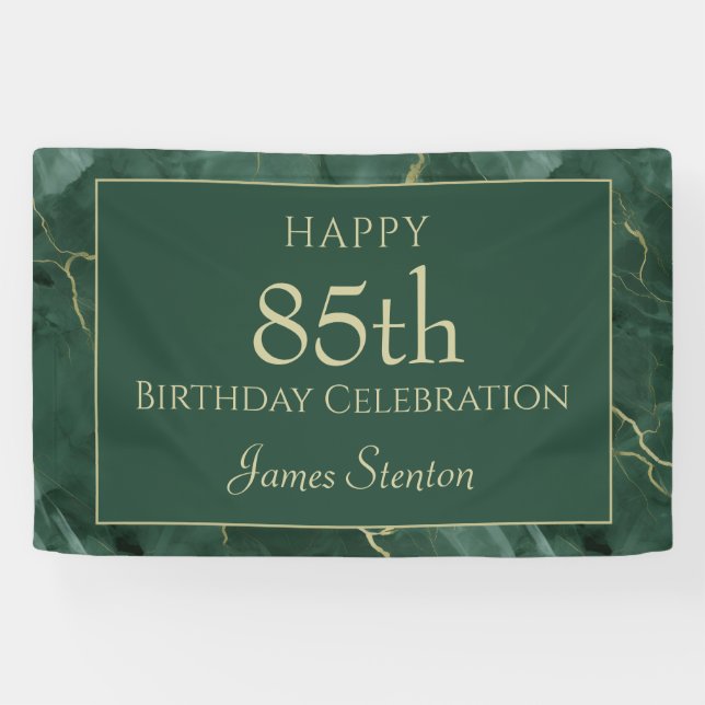 Green Marble 85th Birthday Banner (Horizontal)