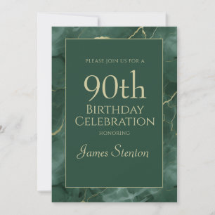 Green Marble 90th Birthday Invitation