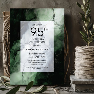 Green Marble 95th Birthday Party Invitation