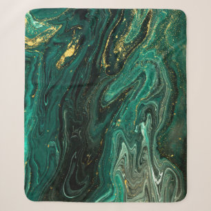 Green Marble: Abstract Agate Ripple. Sherpa Blanket