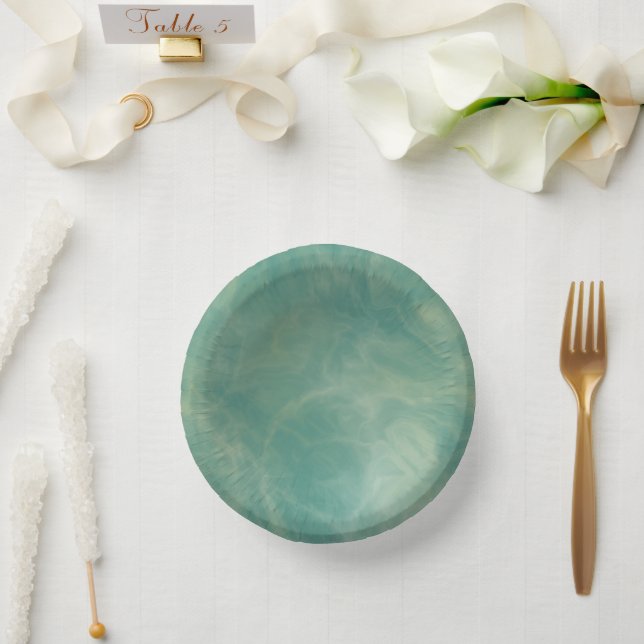 green marble abstract    paper plate (Wedding)