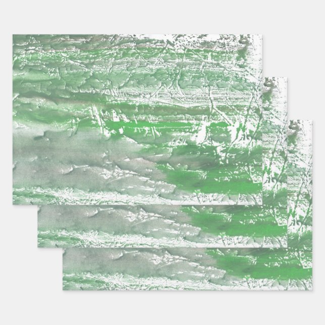 Green marble art wrapping paper sheet (Set)