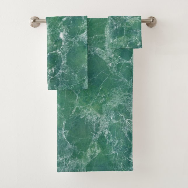 Green marble bath towel set (Insitu)