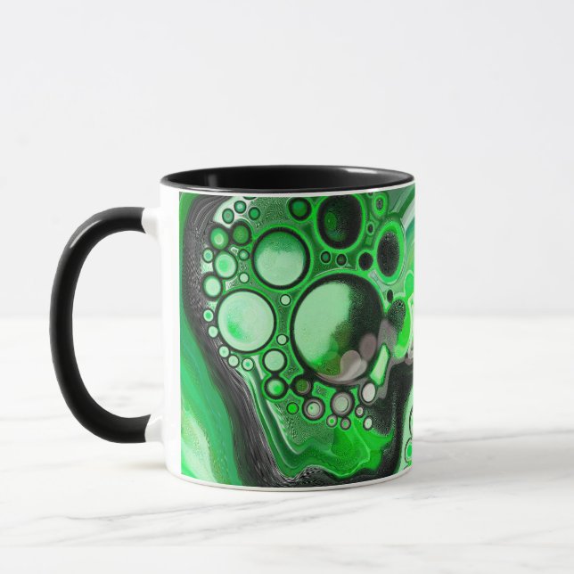 Green Marble Digital Fluid Art Fancy   Mug (Left)