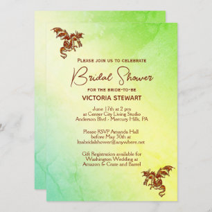 Green Marble Dragon  Bridal Shower Invitation