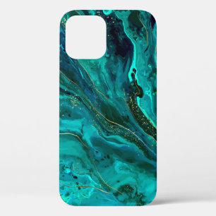 Green Marble & Gold: Luxurious Texture iPhone 12 Case