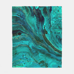 Green Marble & Gold: Luxurious Texture Fleece Blanket