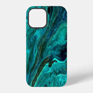 Green Marble & Gold: Luxurious Texture iPhone 12 Case