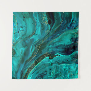 Green Marble & Gold: Luxurious Texture Tapestry