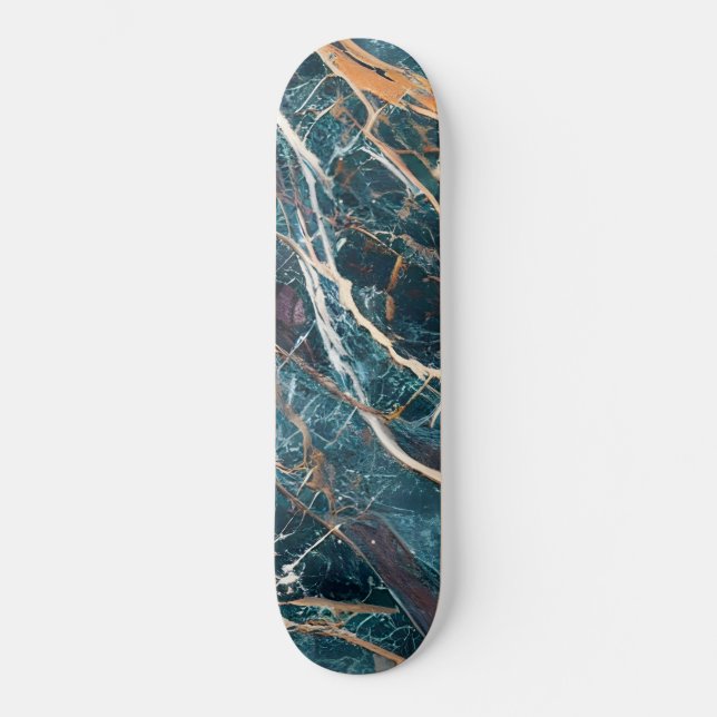green marble, gold marble (marble art 1) skateboard (Front)