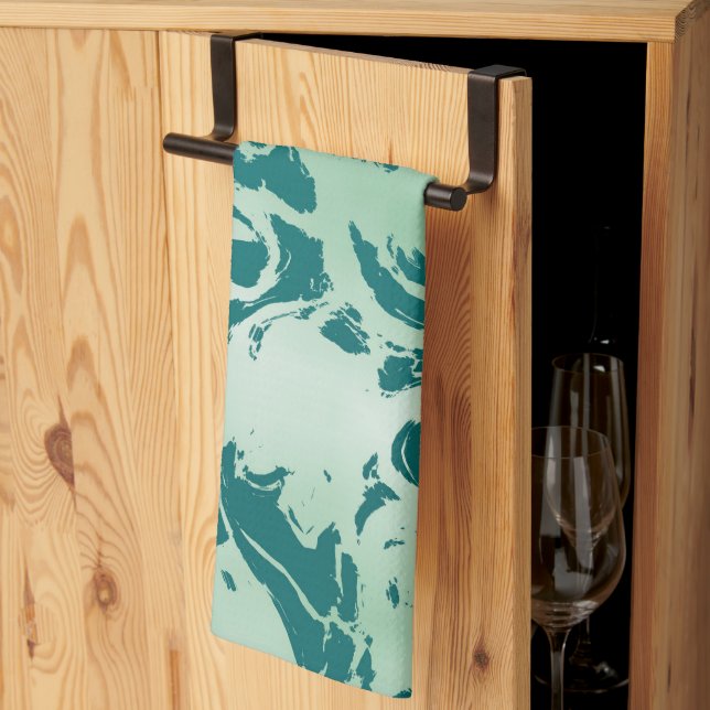 Green Marble  Kitchen Towel (Thirds Fold)