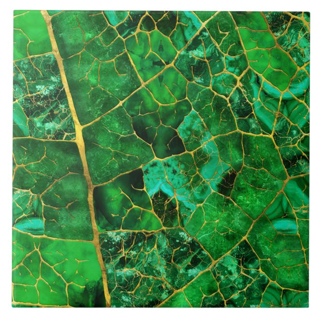 Green Marble Leaf Tile (Front)