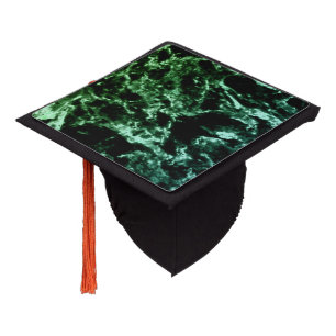 Green Marble on Black  Graduation Cap Topper