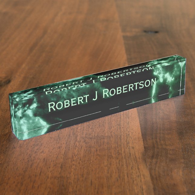 Green Marble on Black Nameplate (Side)
