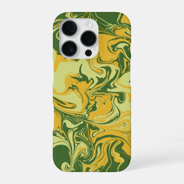 Green marble - paper marbling style iPhone case (Back)