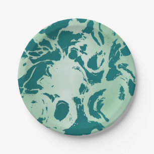 Green Marble Paper Plate