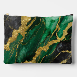 Green Marble Pattern with Gold Accessory Pouch