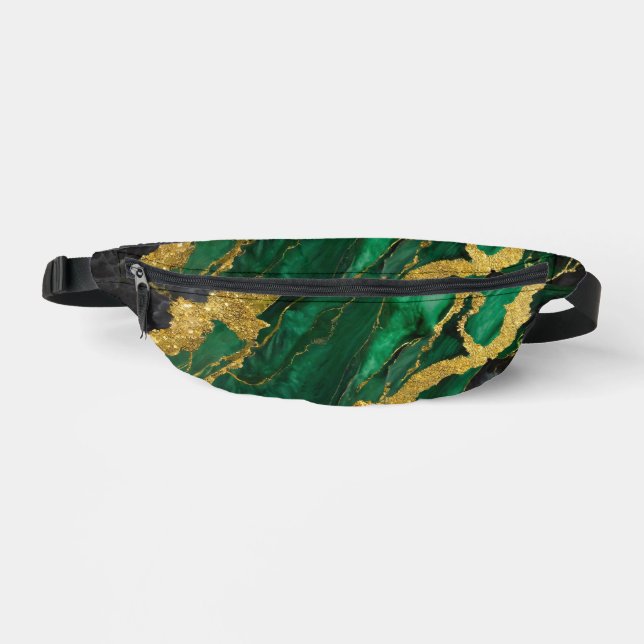 Green Marble Pattern with Gold Fanny Pack (Front)