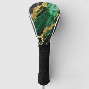 Green Marble Pattern with Gold Golf Head Cover