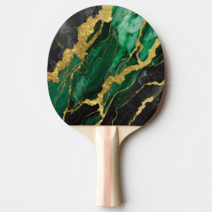 Green Marble Pattern with Gold Ping Pong Paddle