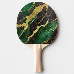 Green Marble Pattern with Gold Ping Pong Paddle